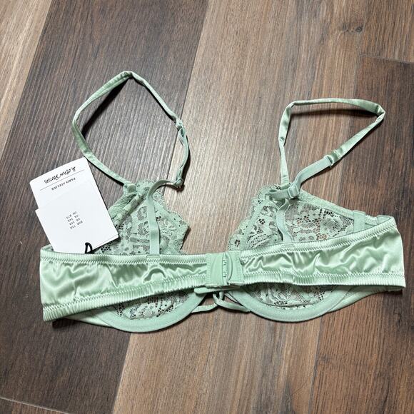 & Other Stories Womens Size 34A Underwired Lace Bra Mint Green Adjustable Straps - Picture 6 of 11